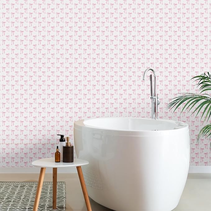 Drydiet Pink Bow Wallpaper Peel and Stick Contact Paper 23.6 x 118.1 | Self Adhesive, Pink Bow Coquette Design, Easy Apply Remove, Wall Sticker for Home Locker Dorm Classroom Living Room Decor - Image 6