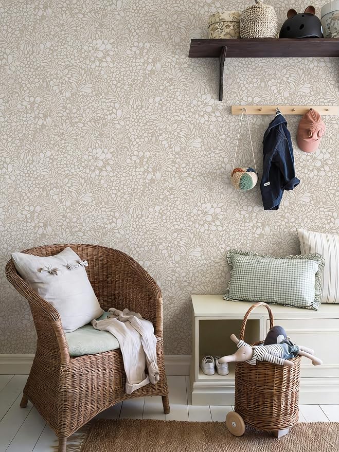 Heroad Peel and Stick Wallpaper Boho Beige Contact Paper 17.3''x393'' Floral Wall Paper Removable Self Adhesive Wallpaper for Cabinet Bedroom Living Room Entryway Walls Bathroom Waterproof Vinyl Roll - Image 9