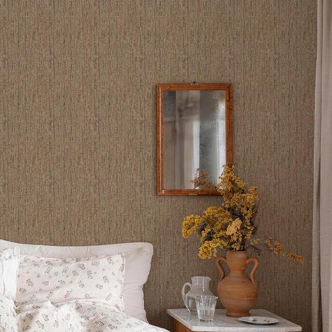 JiffDiff Woven Wallpaper Peel and Stick 17.3" x 1200" Colorful Paint Grasscloth Contact Paper Textured Waterproof Self Adhesive Stick on Wallpaper(144 sq. ft Coffee) - Image 6