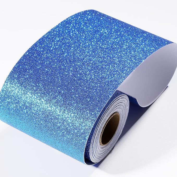 FunStick Royal Blue Wallpaper Border Peel and Stick Removable Wall Border Trim Self Adhesive Glitter Wallpaper Borders for Bathroom Bedroom Classroom Home Decor Sparkle Glitter Contact Paper 3.9"x200" - Image 9