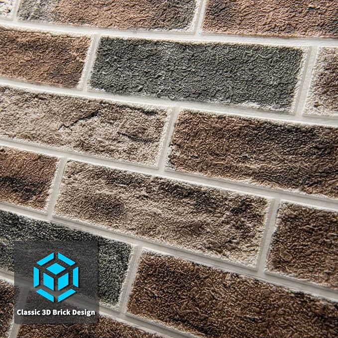 Art3d 10-Pack Durable Faux Brick Peel and Stick 3D Wall Panels, Gray Brown | Coverage: 52.5 Sq. Ft, Waterproof, Oil-Proof, Easy to Wipe, Decorative, Ideal for Bedroom, Kitchen - Image 9