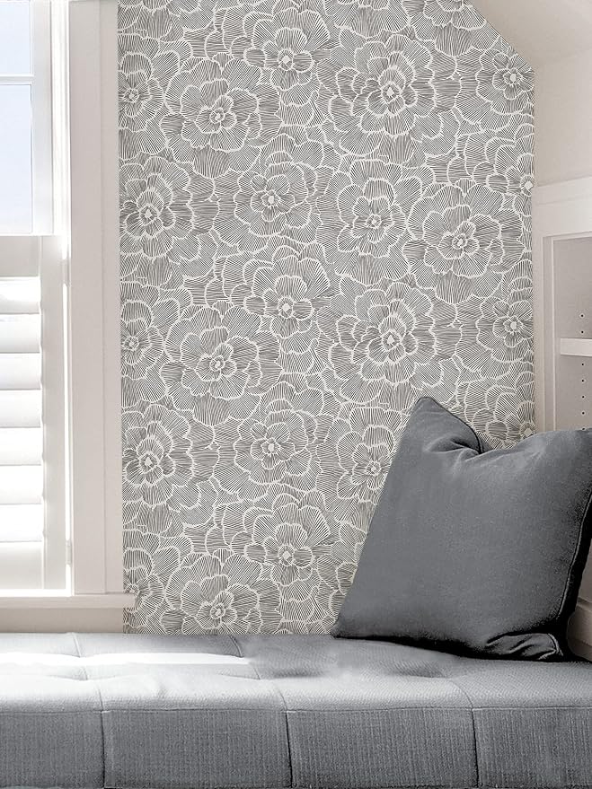 NuWallpaper Charcoal Saraya Peel and Stick Wallpaper, Grey, Removable Wallpaper, Renter-Friendly, 20.5 in x 18 ft - Image 5