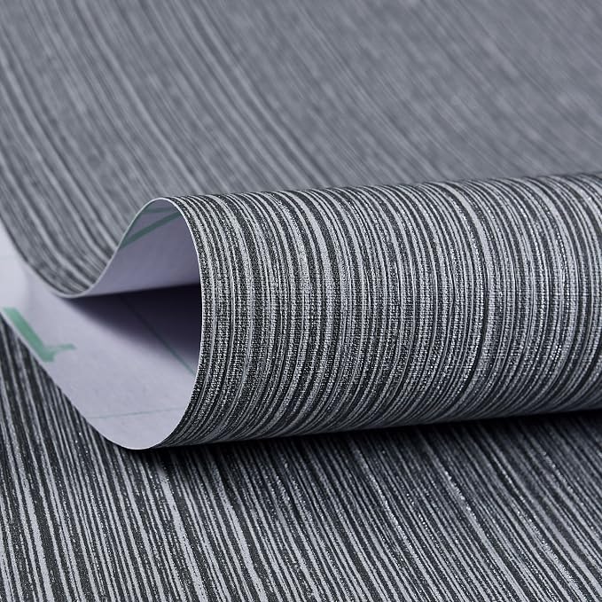 Haimin Grasscloth Wallpaper Textured 24in X 393in Fabric Contact Paper Gray Wall Paper Textured Linen Wallpaper Peel and Stick Self-Adhesive Thick Vinyl Embossed Film Wallpaper (Gray) - Image 9