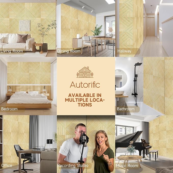 Acoustic Wall Panels,6 Pack,23.6"x23.6",Sound Panels,Natural Oak | Self-Adhesive Sound Absorbing Panels,3D UV Printing with Wood Print,High-Density 100% Polyester Fiber Art Acoustic Panels - Image 8