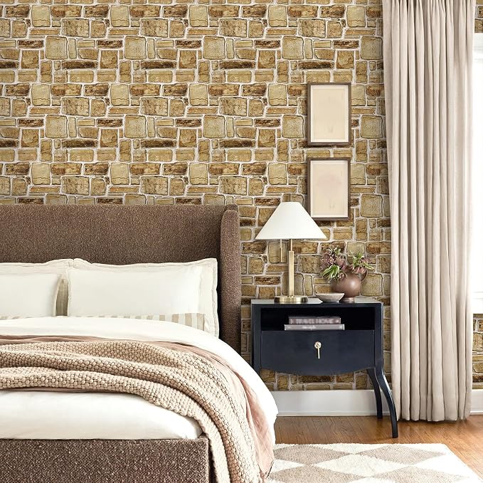 Commomy Faux Stone Peel and Stick Wall Panels | Ultralight Thin PVC Fake Rock Wallpaper DIY Wall Covering Decorative Tiles for Kitchen Backsplash,Bedroom (Covers 9.7 sq.ft) - Image 9