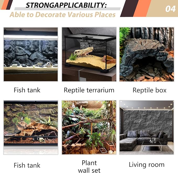 23.6x17.7in Rock Terrarium Background,3D Reptile Tank Background Board,Amphibian Stereo Backdrop Wall,Lizard Snake Gecko Spider Turtle Fish pet silo Background Decorative Panel(Brown) - Image 6