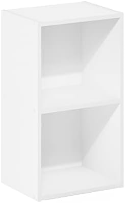 Furinno PASIR Book Shelf, 2-Tier Modern Bookshelf, Open Shelves Bookcase 9 x 12 x 21, Easy Assembly, for Living Room, Bedroom, Home Office, White - Image 6