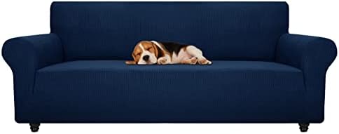 ZNSAYOTX Stretch Oversized Couch Cover Universal Sofa Covers for Living Room Dogs Pet Furniture Protector Spandex Extra Large Sofa Slipcovers with Anti Slip Foam Sticks (Navy Blue, XL Sofa) by ZNSAYOTX