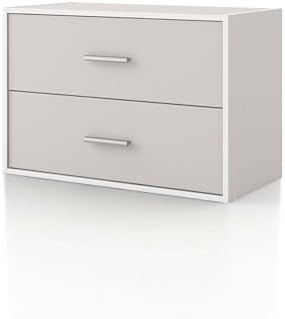 Homes: Inside + Out Apexa 2-Drawer Wooden Stackable Storage Drawers, Small Food Pantry Cabinet, Cajonera De Madera, Underbed Drawer Dorm Teen Room Decor & Bedroom, Home Office, Kitchen, Taupe Grey by HOMESInsideOut