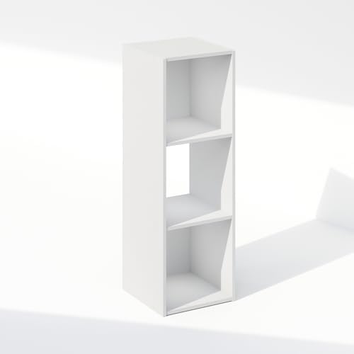 Furinno PELLI Book Shelf, 3-Cube Bookshelf, Cube Storage Organizer Bookcase, 11.7 x 12.1 x 35.4, for Living Room, Bedroom, Home Office, White by Furinno-FitsYourSpaceFitsYourBudget