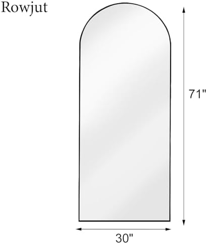 Rowjut Floor Full Length Mirror, Arched Mirrors Full Length 71"x30" Freestanding Large & with Aluminum Frame & Wall Mounted & Hanging or Leaning/Full Body Mirror for Bedroom, Black - Image 2