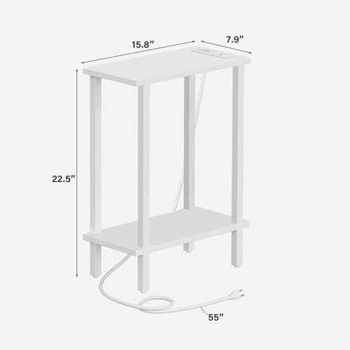 TUTOTAK Narrow Side Table Set of 2, Small End Table with Charging Station - Image 3