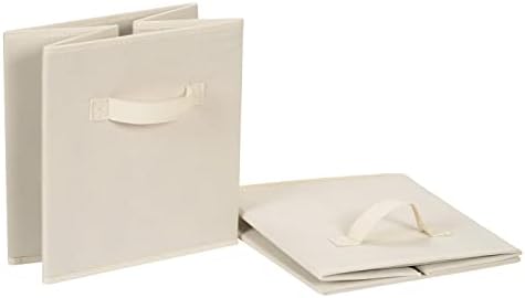Amazon Basics Collapsible Fabric Storage Cube Bins Organizer with Handles for Organization and Organizing Solution, 13"x13"x13", Beige, 6-Pack - Image 4