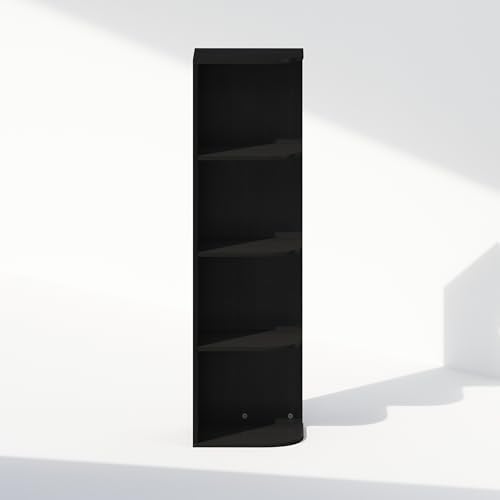 Furinno Reed Corner Shelf, 4-Tier Corner Bookshelf, Book Shelf, Corner Shelves, Storage Rack, for Organization and Storage, Home Office, Living Room, Blackwood - Image 6