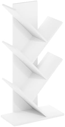 Furinno Tree Book Shelf, 5-Tier Bookshelf with Angled Open Shelf, Tree Bookcase for Room Decor, 8.4 x 15.7 x 30.3, for Organization and Storage, for Living Room, Bedroom, Home Office, White - Image 4