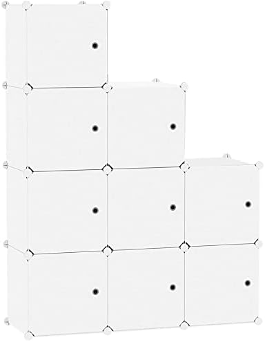 C&AHOME 9-Cube Storage Organizer with Door Cube Shelf Closet Cabinet Milky by CAHOME