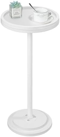 HOOBRO Small Round Side Table, Drink Table, Coffee Martini Table with Pedestal Accent for Small Spaces in Living Room, Bedroom, Sofa Couch, White WW168BZ01 by HOOBRO