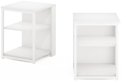 Furinno CAMNUS Side Table Set of 2, 2-Tier Metal Frame, Solid White - Image 5