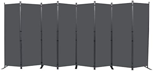 Room Divider, 8 Panel Folding Privacy Screens with Wider Feet, Grey by CHOSENM
