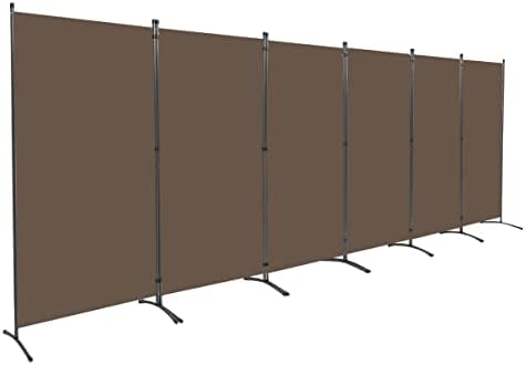 6 Panel Folding Room Divider,204" W x 71.3" H Portable Privacy Screen,Brown by JVVMNJLK