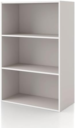 Homes: Inside + Out Apexa 3-Tier Cube Storage Organizer Shelves, Stackable Wood Bookcase Fits Cubby Bins for Organization, Dorm Teen Room Decor & Home Office, Taupe Grey by HOMESInsideOut