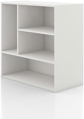 Homes: Inside + Out Apexa 4-Vertical Storage Organizer Shelves, Stackable Wood Bookcase for Organization, Dorm Teen Room Decor & Home Office, White by HOMESInsideOut
