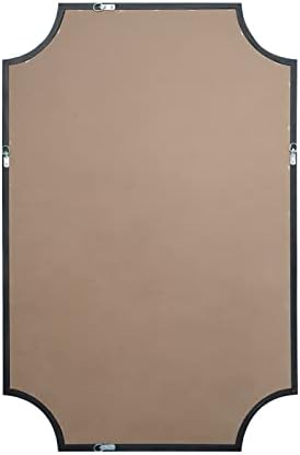 WallBeyond 24" x 36" Full Scalloped Corners Arch Rectangle Wall Mirror with Wood Frame for Entryway, Living Room or Bedroom Home Decor - Light Woodgrain [24" x 36" Black] - Image 6