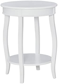 Powell Furniture Powell Round Shelf, White Table, 18" x 18" x 22" Tall by Powell