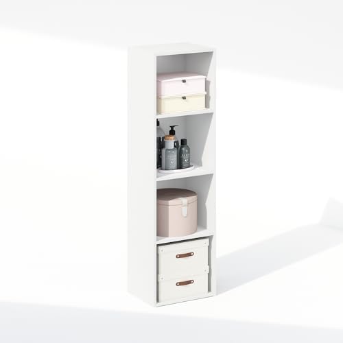 Furinno Reed Closet Organizers and Storage, 4-Tier Closet Organizer, Open Shelf Closet Storage, for Wardrobe, Bedroom, Living Room, White by Furinno-FitsYourSpaceFitsYourBudget