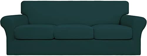 Easy-Going 4 Pieces Stretch Soft Couch Cover for Dogs - Washable Sofa Slipcover for 3 Separate Cushion Couch - Elastic Furniture Protector for Pets, Kids(Sofa, Deep Teal, Large) by Easy-Going