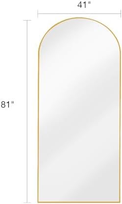 KOMCOTE Full Length Floor Mirror, 82x42 Inch Oversized Arched Standing Mirror in Gold for Bedroom, Living Room, Dressing Room - Elegant Freestanding Leaning Mirror Decor - Image 5