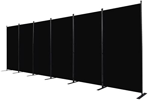 Room Divider, 6 Panel Folding Privacy Screens with Wider Feet, Black by CHOSENM