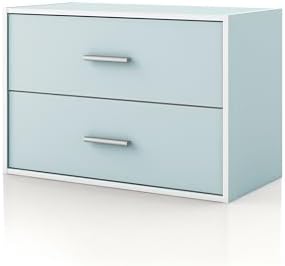 Homes: Inside + Out Apexa 2-Drawer Wooden Stackable Storage Drawers, Small Food Pantry Cabinet, Cajonera De Madera, Underbed Drawer Dorm Teen Room Decor & Bedroom, Home Office, Kitchen, Light Blue by HOMESInsideOut