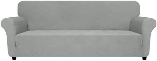 ZNSAYOTX Oversized Super Stretch Couch Cover (92"-115"), New Striped Sofa Covers Comfortable & Durable, Dog Cat Pets Friendly Extra Large Spandex Sofa Slipcovers (Light Grey, XL Sofa) by ZNSAYOTX