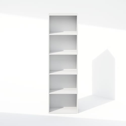 Furinno Reed Closet Organizers and Storage, 5-Tier Closet Organizer, Open Shelf Closet Storage, for Wardrobe, Bedroom, Living Room, White - Image 5
