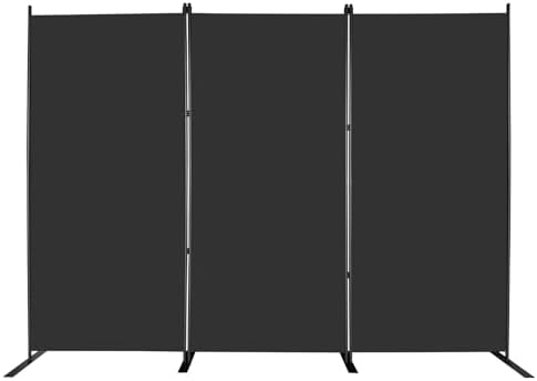 MAYOLIAH 3-Panel Black Room Divider 6ft Tall Folding Privacy Screen by MayoliahHome