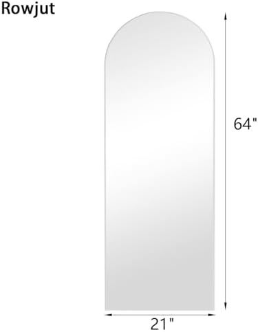 Rowjut Floor Mirror Arched Full Length Mirrors, 64"x21" Floor Length & Standing Hanging or Leaning & Large Full Body Mirror Wall Mirror for Bedroom, Living Room, Aluminum Frame,White - Image 3
