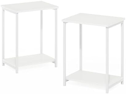 Furinno Simplistic Side Table Set of 2, 2-Tier Modern Metal Frame End Table with Open Shelf, Night Stand, Bedside Table, Easy Assembly, for Living Room, Bedroom, White - Image 5