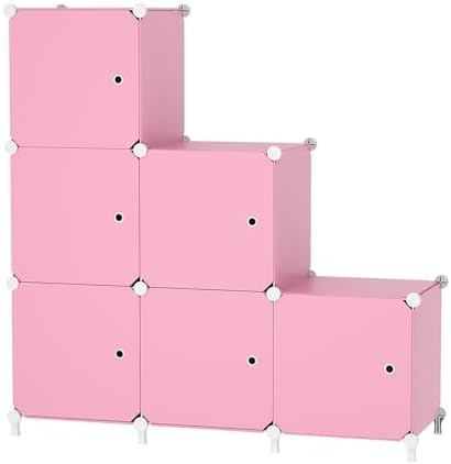 6Cube Storage Organizer Modular Stackable with Doors Pink by ATTDETJLbyATTDETJLHOME