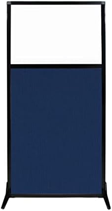 Versare Workstation Partition | Portable Wall Divider | Modern Office Cubicle | Free Standing Privacy Screen | Flexible Work Space | 33" x 70" W/Window, Navy Blue Fabric Panels by VERSARE