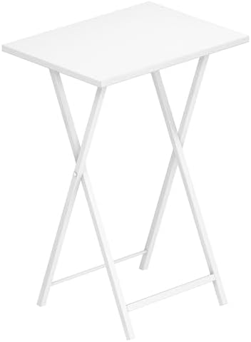 HOOBRO Folding TV Tray Tables, Stable Snack Table for Small Space, Portable Sofa Side Table, Easy Assembly and Storage, Ideal for Snacks and Meals in Living Room, White WW15BZ01 by HOOBRO