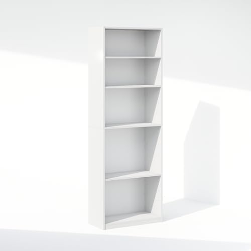 Furinno Reed Closet Organizers and Storage, 5-Tier Closet Organizer, Open Shelf Closet Storage, for Wardrobe, Bedroom, Living Room, White - Image 5