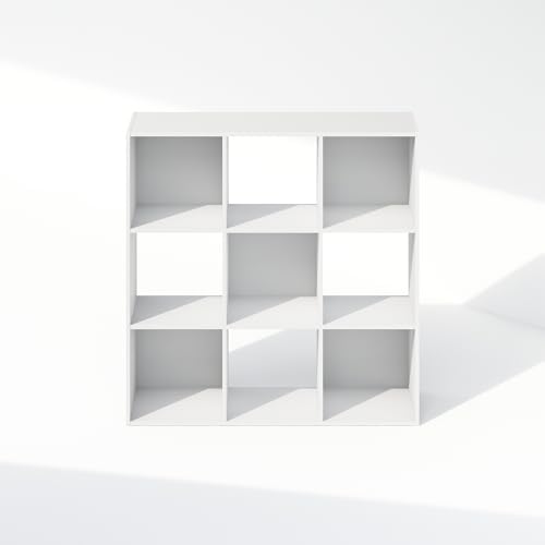 Furinno PELLI Book Shelf, 9-Cube Bookshelf, 3x3 Cube Storage Organizer Bookcase, 11.7 x 35.3 x 35.4, for Living Room, Bedroom, Home Office, White - Image 4