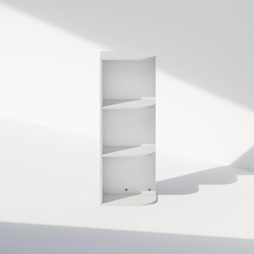 Furinno Reed Corner Shelf, 3-Tier Corner Bookshelf, Book Shelf, Corner Shelves, Storage Rack, for Organization and Storage, Home Office, Living Room, White - Image 5