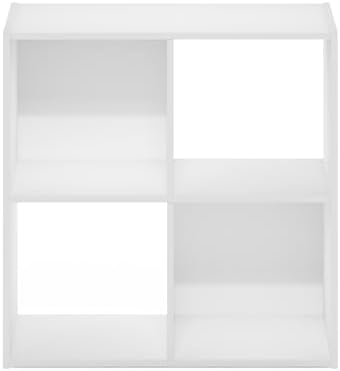 Furinno PELLI Book Shelf, 4-Cube Bookshelf with Open & Closed Back Cubes, 2 x 2 Storage Organizer Cabinet, 11.6 x 24.2 x 24.2, for Living Room, Bedroom, Home Office, White - Image 5
