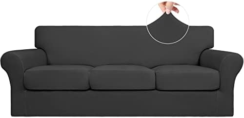 Easy-Going 4 Pieces Stretch Sofa Cover for 3 Cushion Couch Washable by Easy-Going