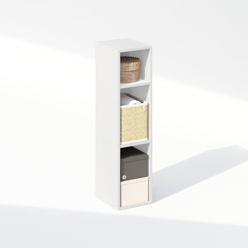 Furinno Reed 3-Tier Closet Organizers and Storage, Closet Organizer, Open Shelf Closet Storage, for Wardrobe, Bedroom, Living Room, 8-Inch Width, White - Image 6