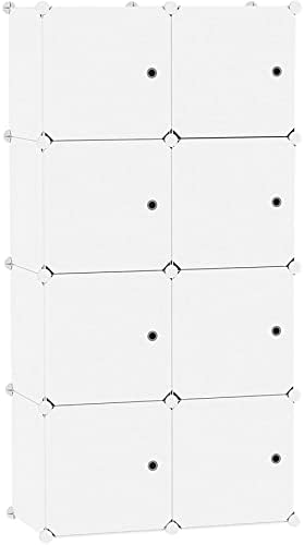 C&AHOME 8-Cube Storage Organizer with Door Cube Shelf Closet Cabinet Milky by CAHOME