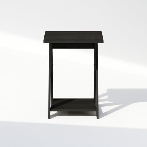 Furinno TIDUR 2-Tier Oval Night Stand with Open Shelf, Espresso - Image 6