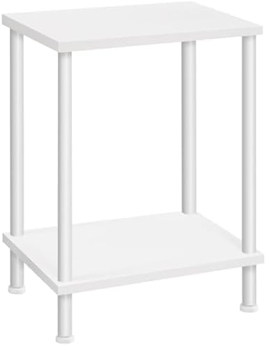 HOOBRO End Table, Small Side Table, Nightstand with 2-Layer Storage Shelves, Sofa Table for Small Spaces, Living Room, Bedroom, Stable Frame, Easy Assembly, White WW09BZ01 by HOOBRO